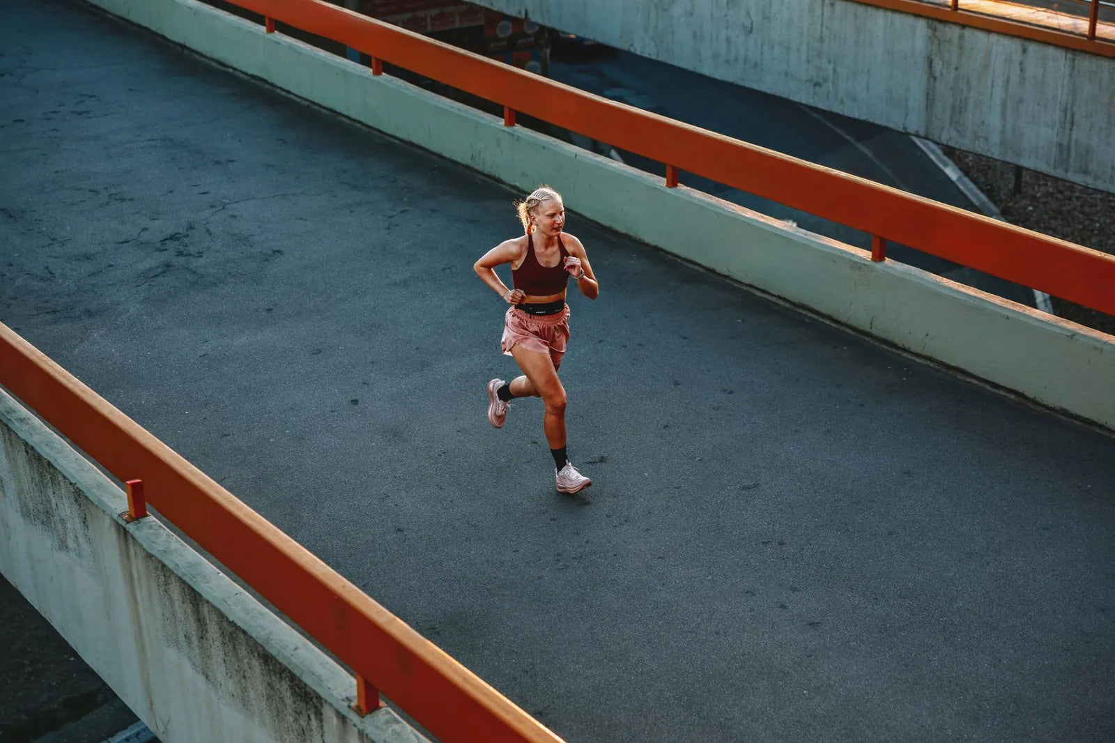 Runner on a city ramp